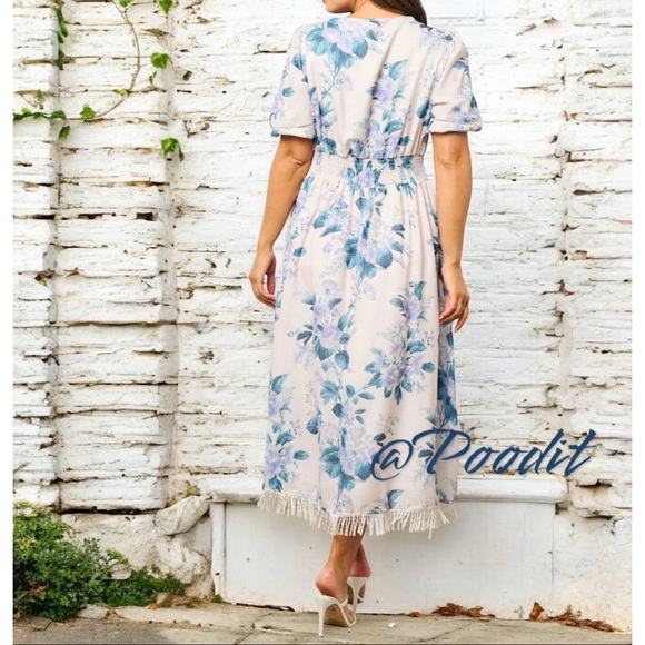 Beautiful floral print detailed midi dress S M L - Picture 4 of 8